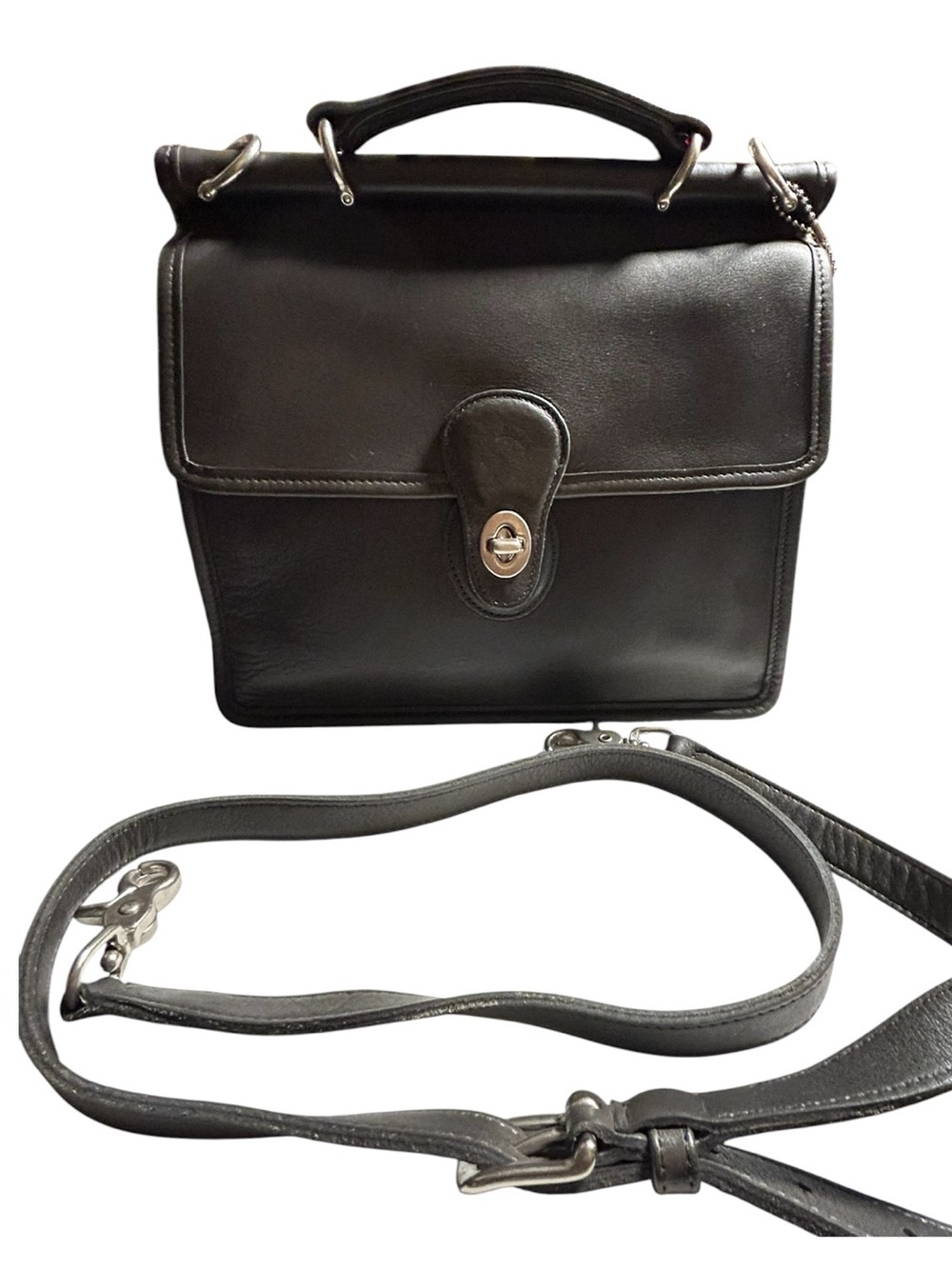 Vintage Coach Willis Bag 9927 Dark Gray Leather Crossbody Turlock Satchel - Picture 5 of 11